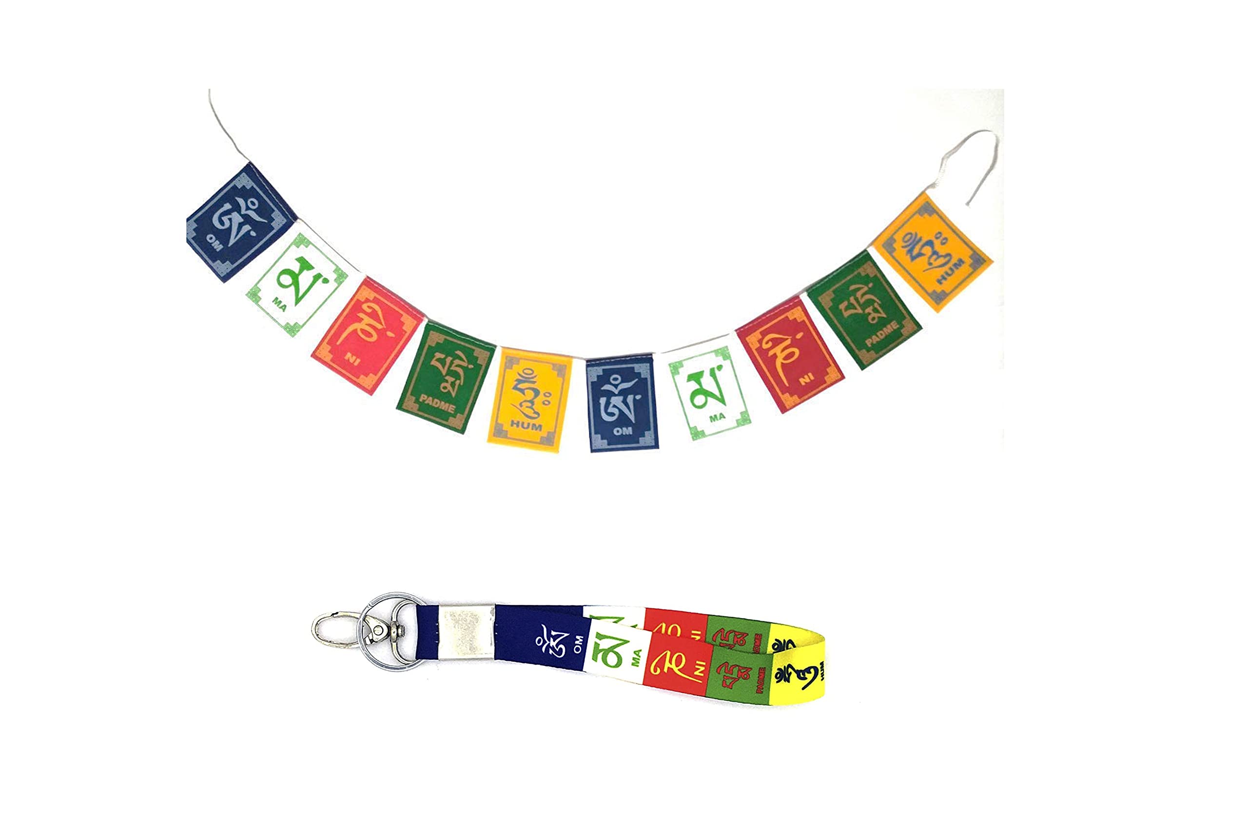 Top Trends® Himalayan Prayer Tibetan Buddhist Flag with key chain set [ key chain + flag pack of 1 ]-image-33