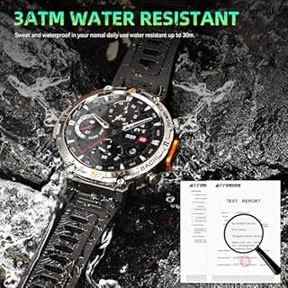 GPS Smartwatch Militare Uomo Impermeabile 3ATM con Torcia LED Bussola, 1,45" HD Rugged Smartwatch Orologio con Chiamate Bluetooth, Fitness Watch con Cardiaca SpO2 Notifiche WhatsApp per Android iOS