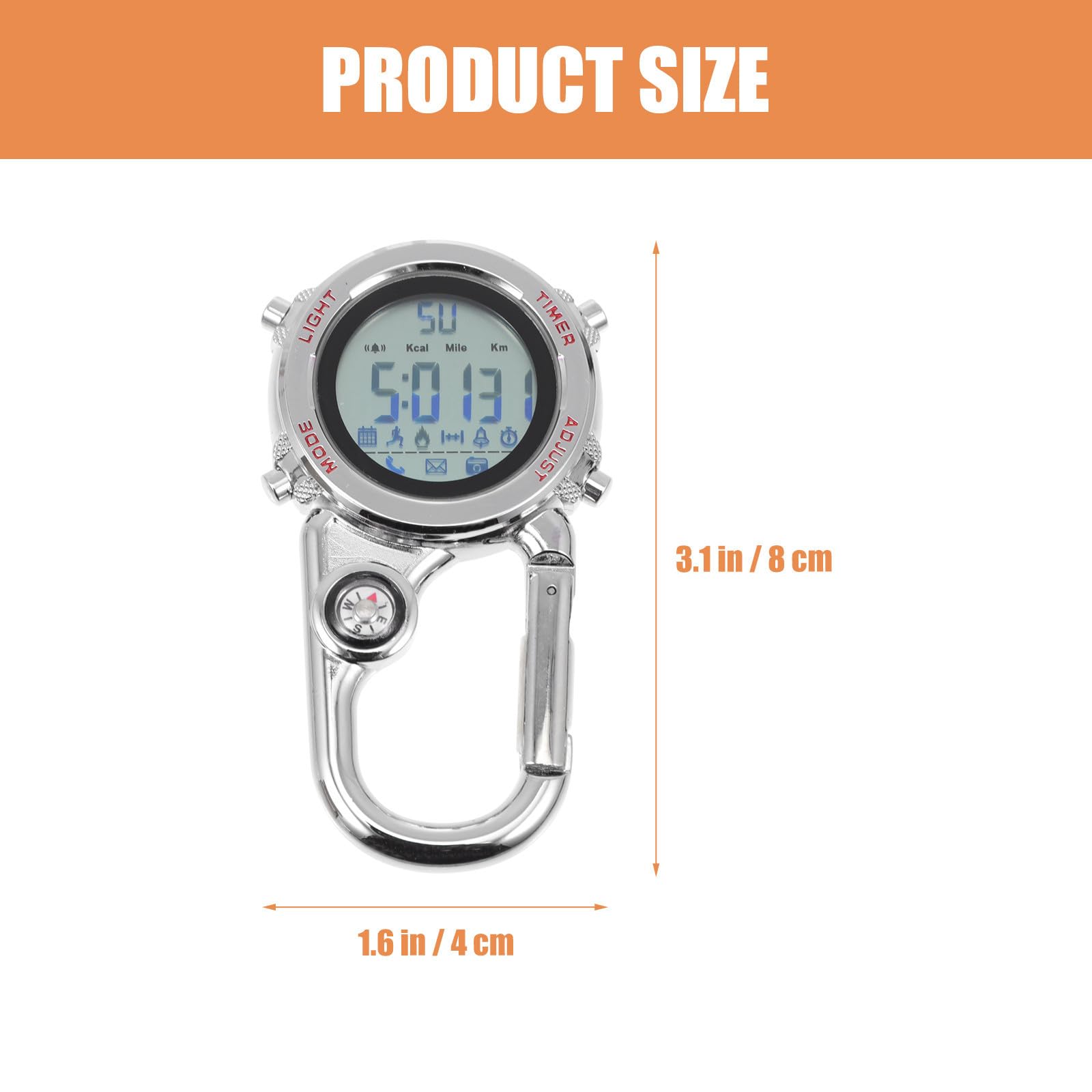 MAGICLULU Reloj Resistente al Agua para Senderismo Clip de Aleación de Zinc y Acero Inoxidable, Luminoso y Multifuncional para Actividades al Aire Libre