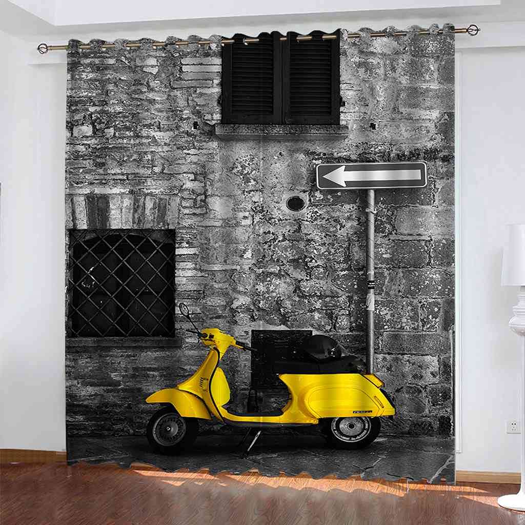 Rideaux à oeillets occultants au motif architectural rétro, textile 100% polyester de qualité
