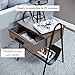 Nathan James 32502 Hugo Wood Nightstand, Rustic Accent End or Side Table with Drawer, Durable Black Metal Frame & Leather Hammock, Gray/Black