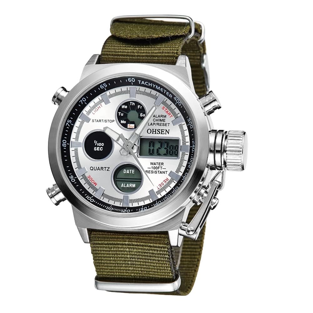 KASTWAVE Military Watch for Men, Mens Multifunctional Military Watch, Waterproof Tactical Watch with LED Backlight, Men's Digital Sports Watch, Dual Time Calendar Casual Sports Wristwatch