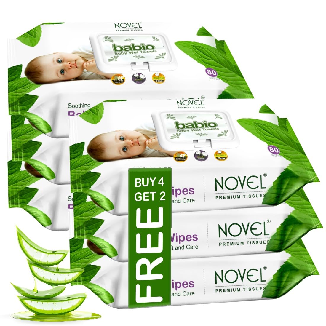 NOVEL Baby Wet Wipes/Pack With Lid (Pack of 6-80 Sheet)-image-21