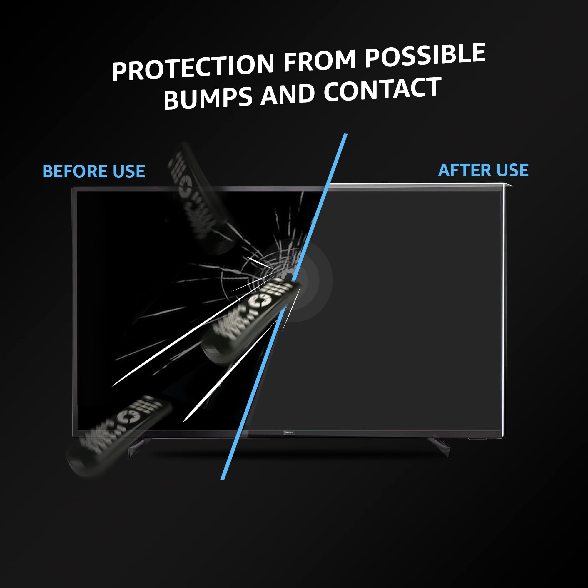 VENTON Protection d'écran TV 82" (32") – Film de protection pour téléviseur LCD, LED, 4K OLED et QLED HDTV – Protection anti-dommages – Suspendu et fixé