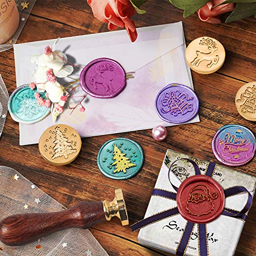 image for PH PandaHall Snowflake Wax Seal Stamp, Removable Wooden Handle Vintage