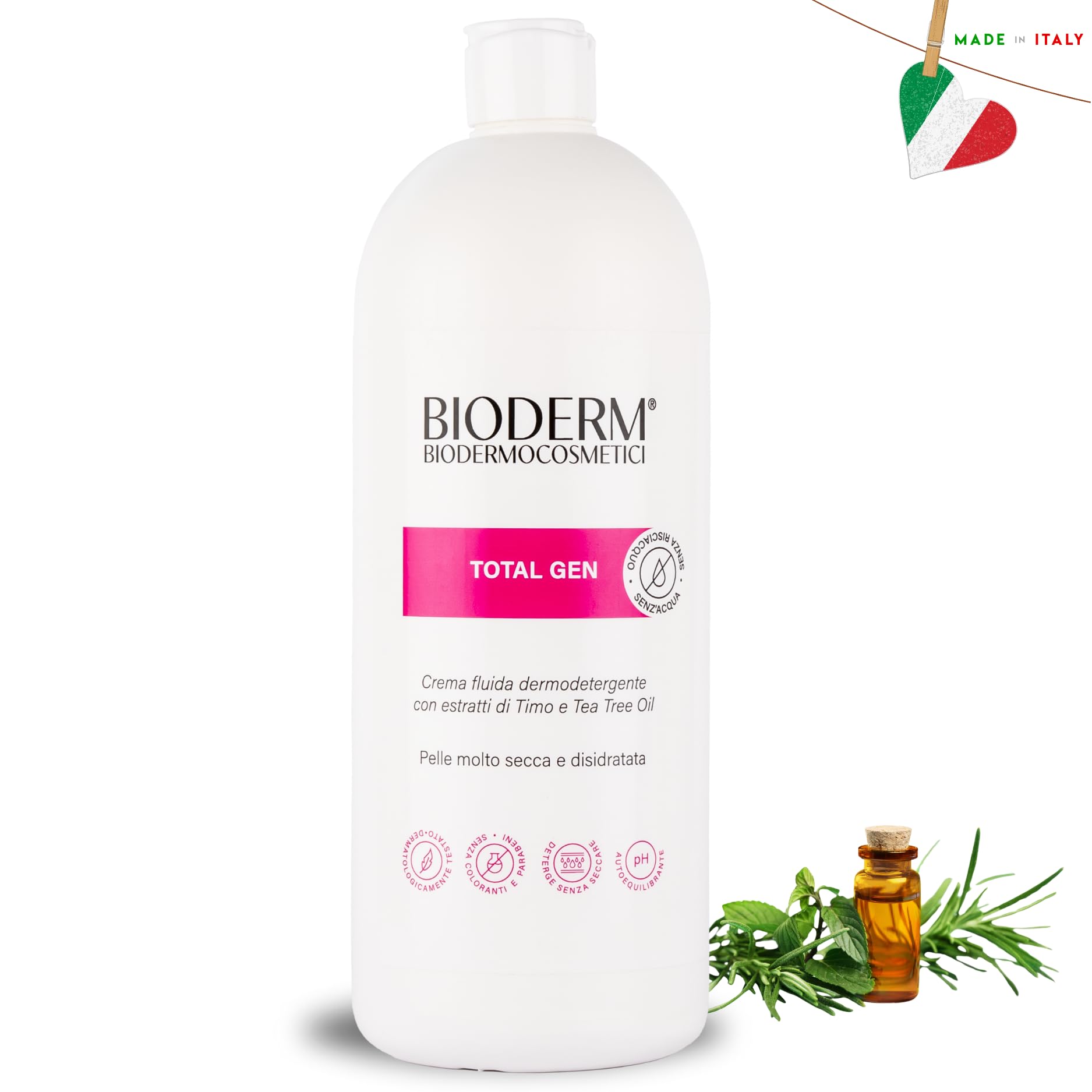 BioDerm Total Gen Detergente Senza Risciacquo Arricchito con Timo e Tea Tree Oil 1000ml