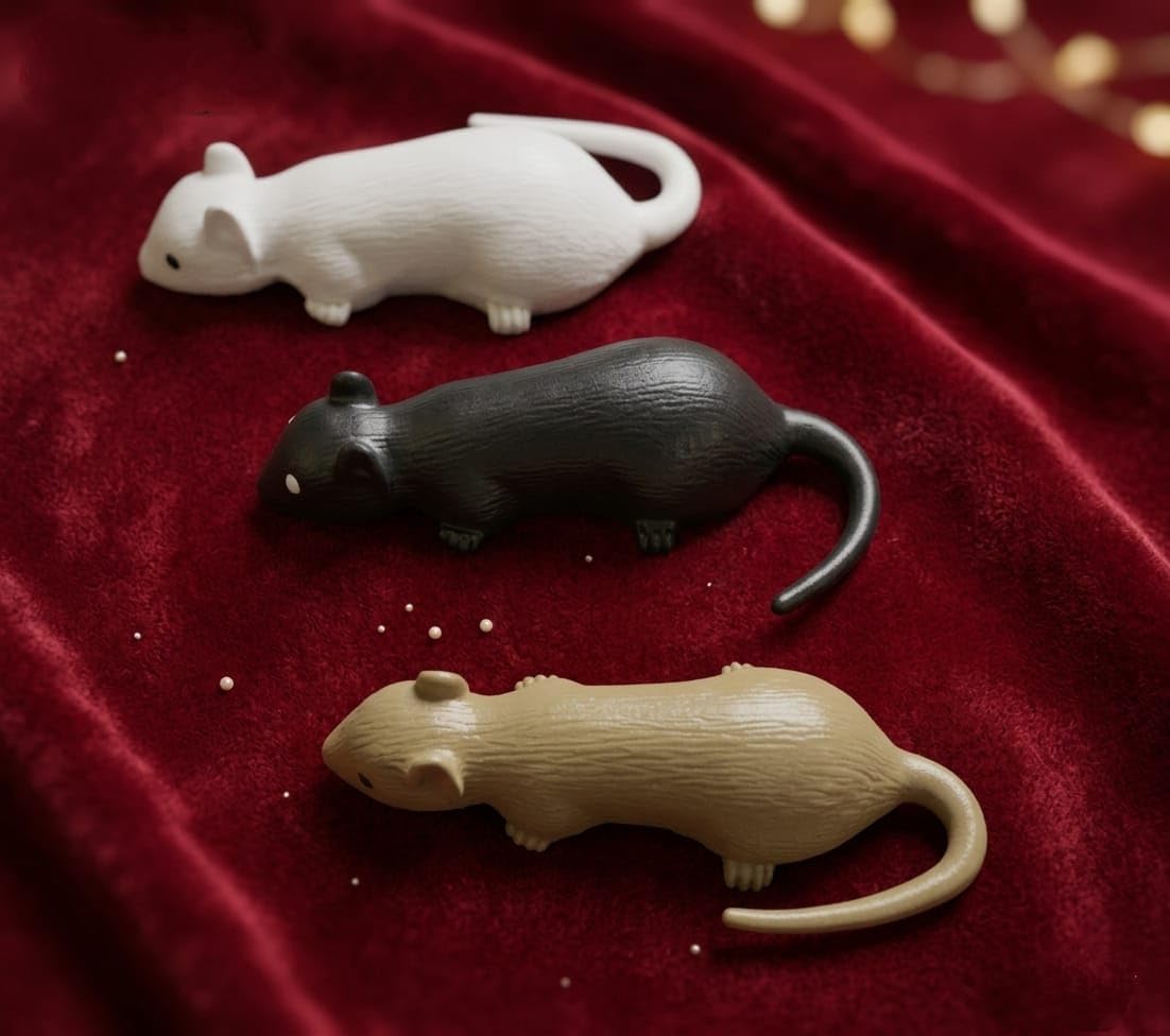 3-Piece Real Looking Rubber Mouse Toy, Fake Rat Toy Prank Props for Halloween, Scary Pranks, April Fools, Haunted House Deocation & Gag Gifts - Durable Rubber Rodent Mice Cat & Dog Toy, 8cm-image-46