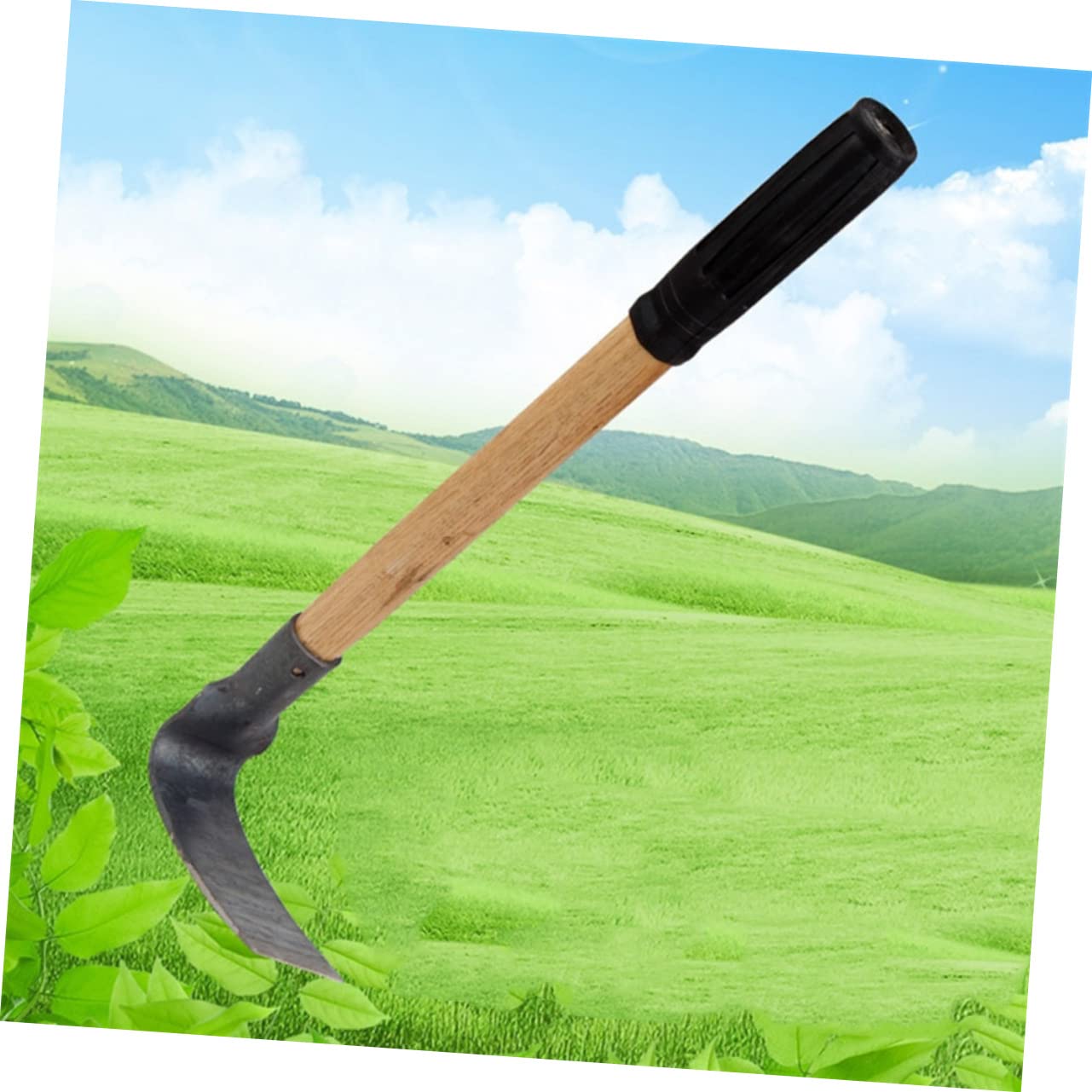 TOYANDONA Azada para Desherbar y Excavar Pequeña Mango de Madera Ergonómico de Acero Herramienta Práctica para Jardinería y Agricultura en Exteriores y Huertos