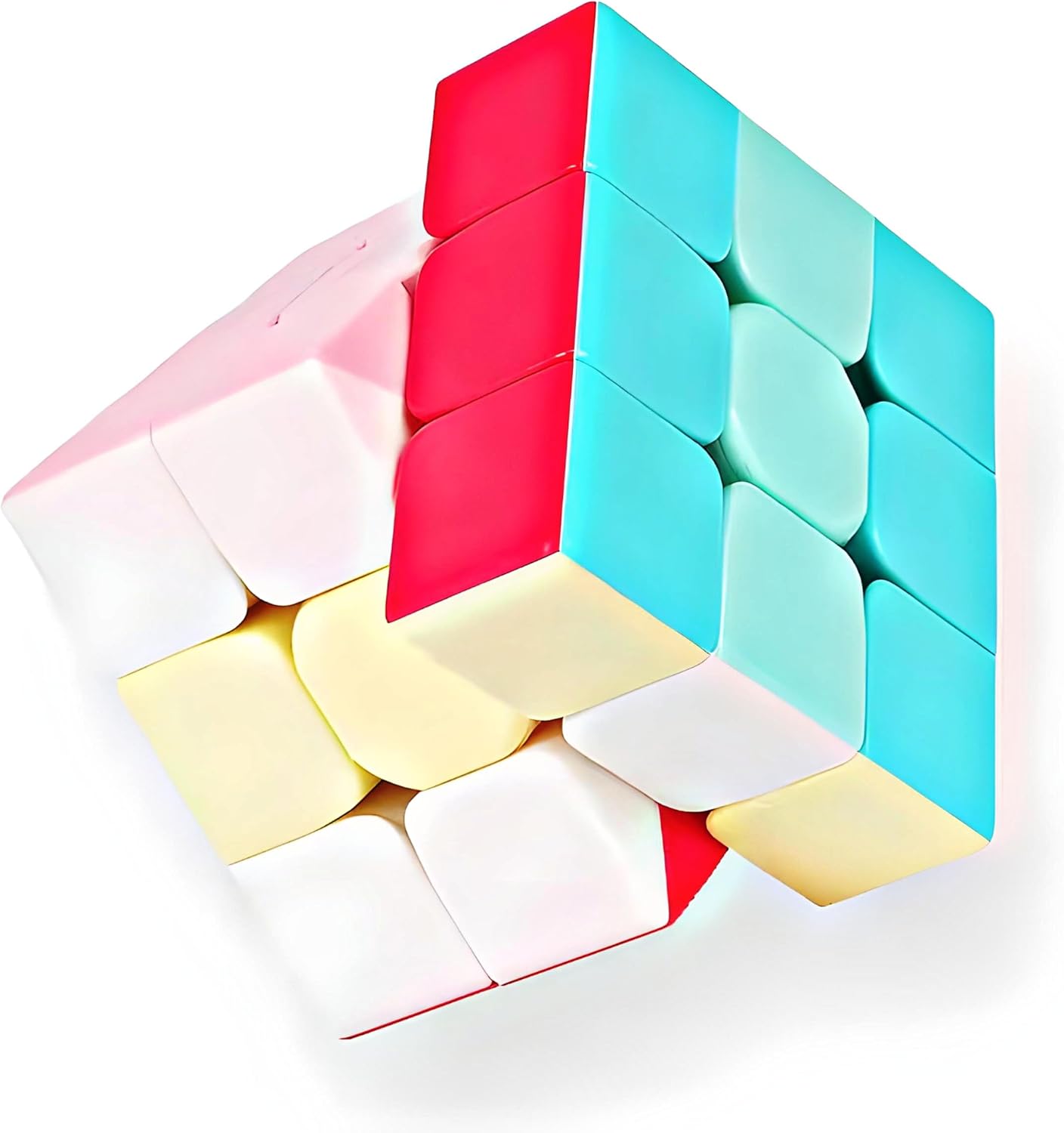 INTEGEAR Full Size 56mm Magic Speed Cube Pastel Colors with Stand Stickerless 3x3 Easy Turning and Smooth Play Durable Puzzle Cube Toy for Kids and Adults