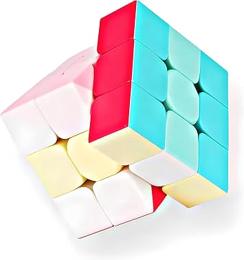 INTEGEAR Full Size 56mm Magic Speed Cube Pastel Colors with Stand Stickerless 3x3 Easy Turning and Smooth Play Durable Puzzle Cube Toy for Kids and Adults