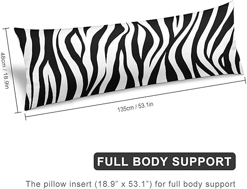 Miniatura 2 de Funda de almohada corporal con estampado de cebra, respaldo largo, funda protectora de almohada con estampado de rayas de cebra para dormitorio, 20