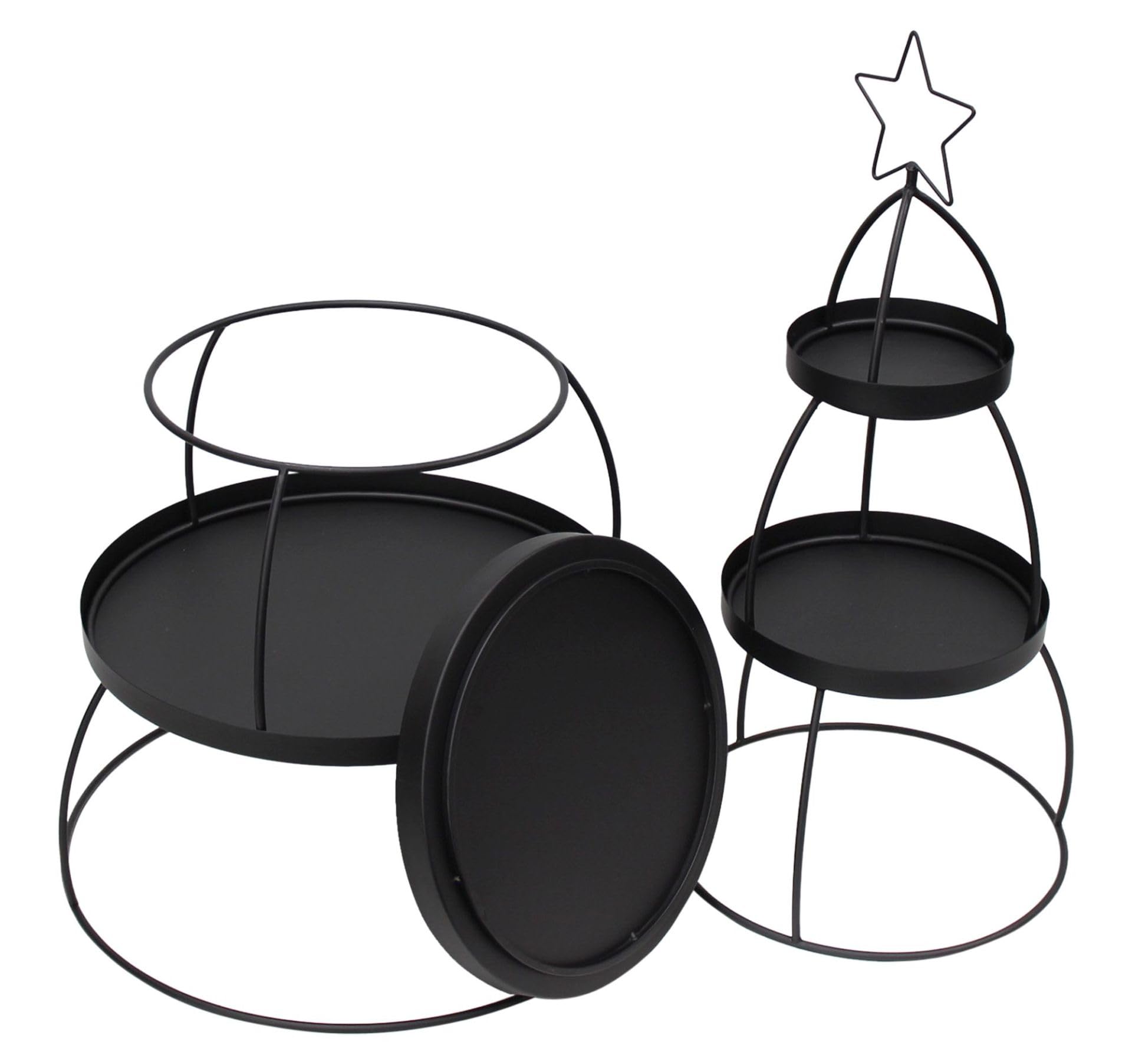 XXL Etagere "Tannenbaum" aus Metall, schwarz, Ø 56 x 132 cm, 4 Etagen