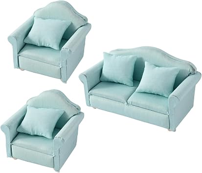 Living Room Furniture Couch 1/12 Scale Miniature Sofa Armchair Double Couch With Pillow Realistic Dollhouses Decoration Dollhouses Furniture