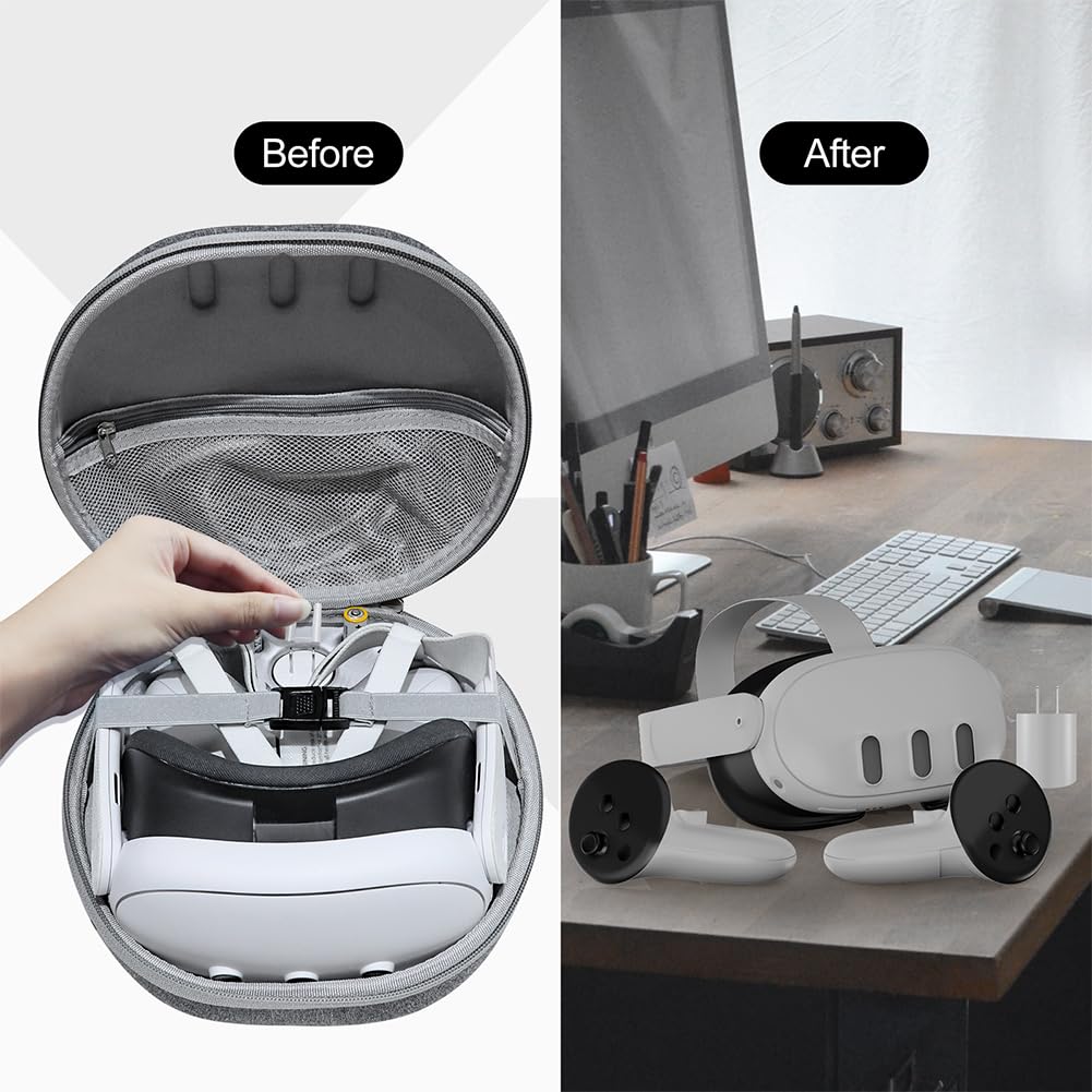 Étui de Transport Rigide pour Casque Meta Quest 3 Étui de Transport Antichoc Anti-Rayures avec bandoulière Sac de Rangement pour Casque Compatible avec Quest 3 Accessoires