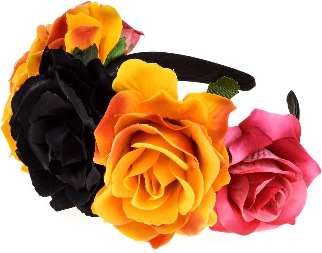 Costume Mexican Flower Crown Day of Dead Headpiece Hawaiian BOHO Floral Headband Dia de Los Muertos Party Favor