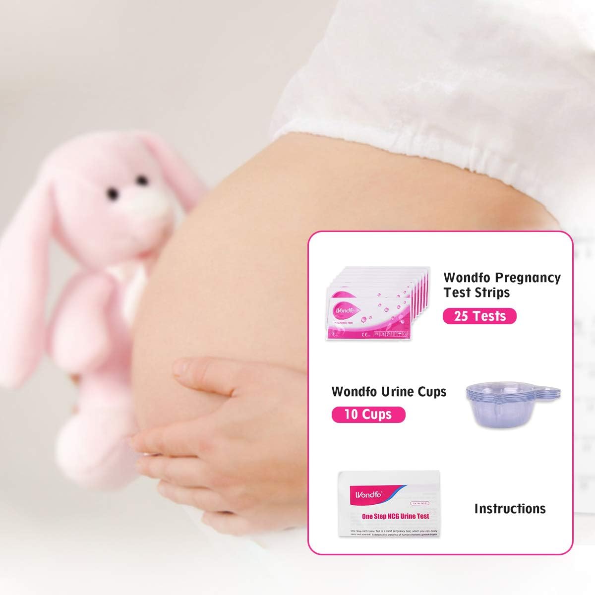 Wondfo Pregnancy Test 25 Strips Early Detection Pregnancy Tests 10 MIU/ml Reliable and Fast Result with 10 Urine Cups Fertility Tests
