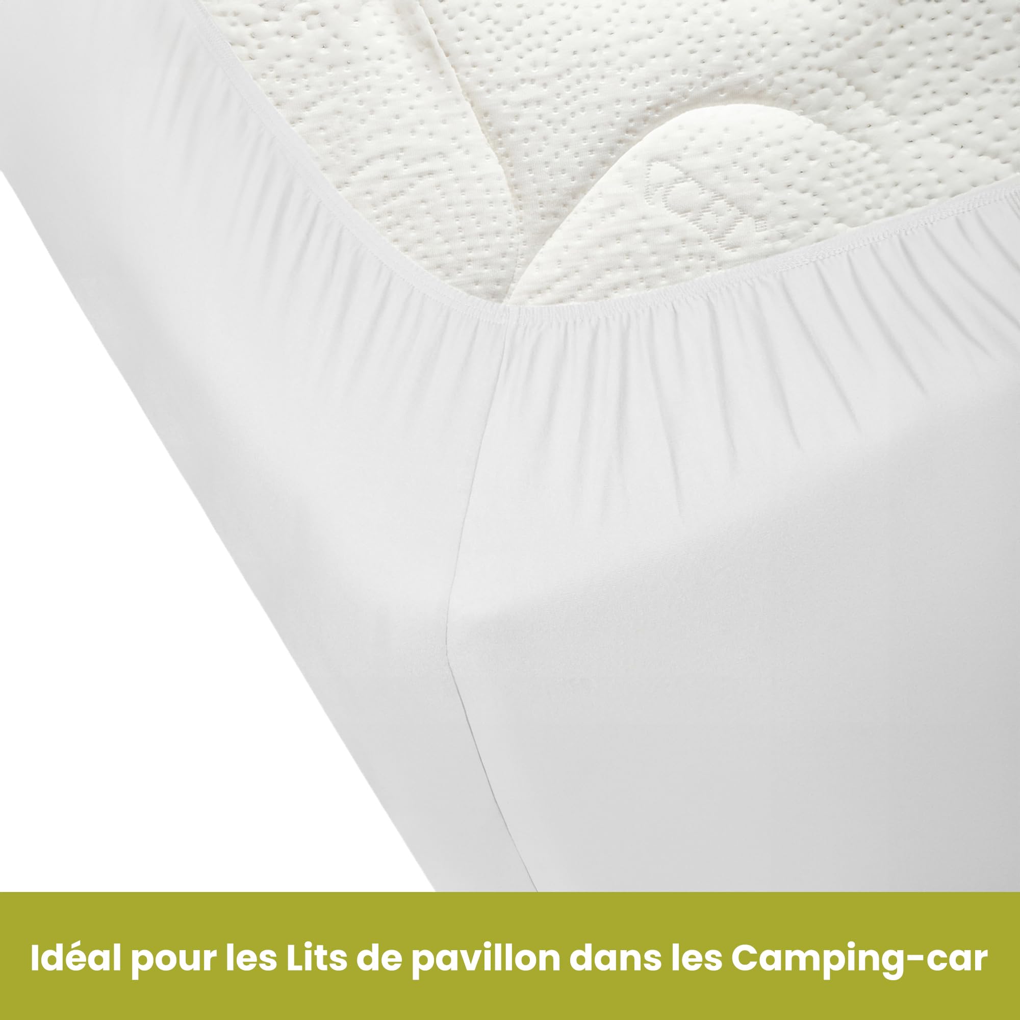 Protège-Matelas lit de Levage - pour Lit Tout Fait pour Camping Car - Caravane Matelas - Lit Escamotable Caravane - Escamotable Camping Car - 100% Coton - (135-160cmx190-210cm)
