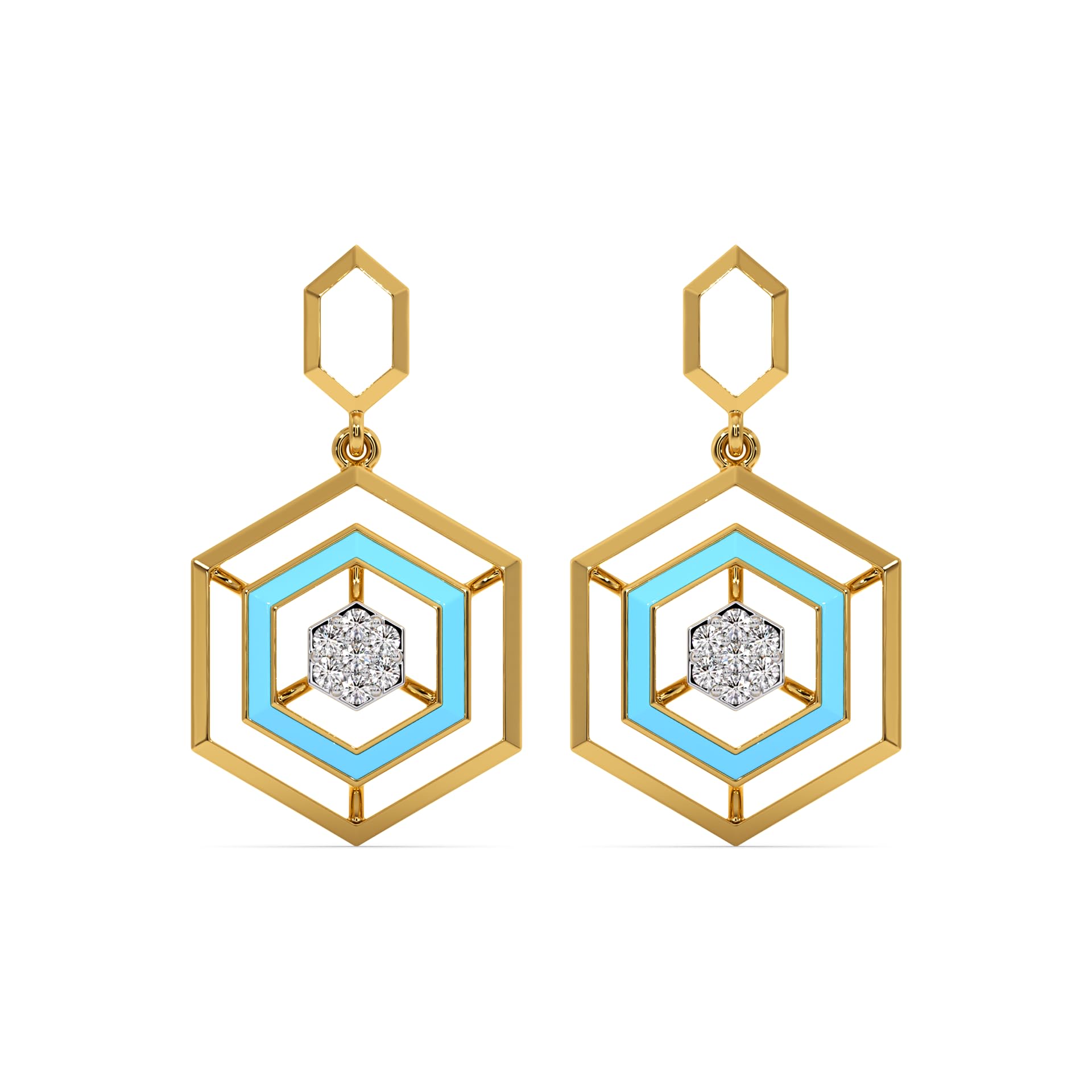 Hexa Glam Drop Earrings Hypoallergenic in 18kt Yellow Gold Vermeil on 925 Sterling Silver in Ready to Gift Jewelry Box-fine-jewelry-image-24