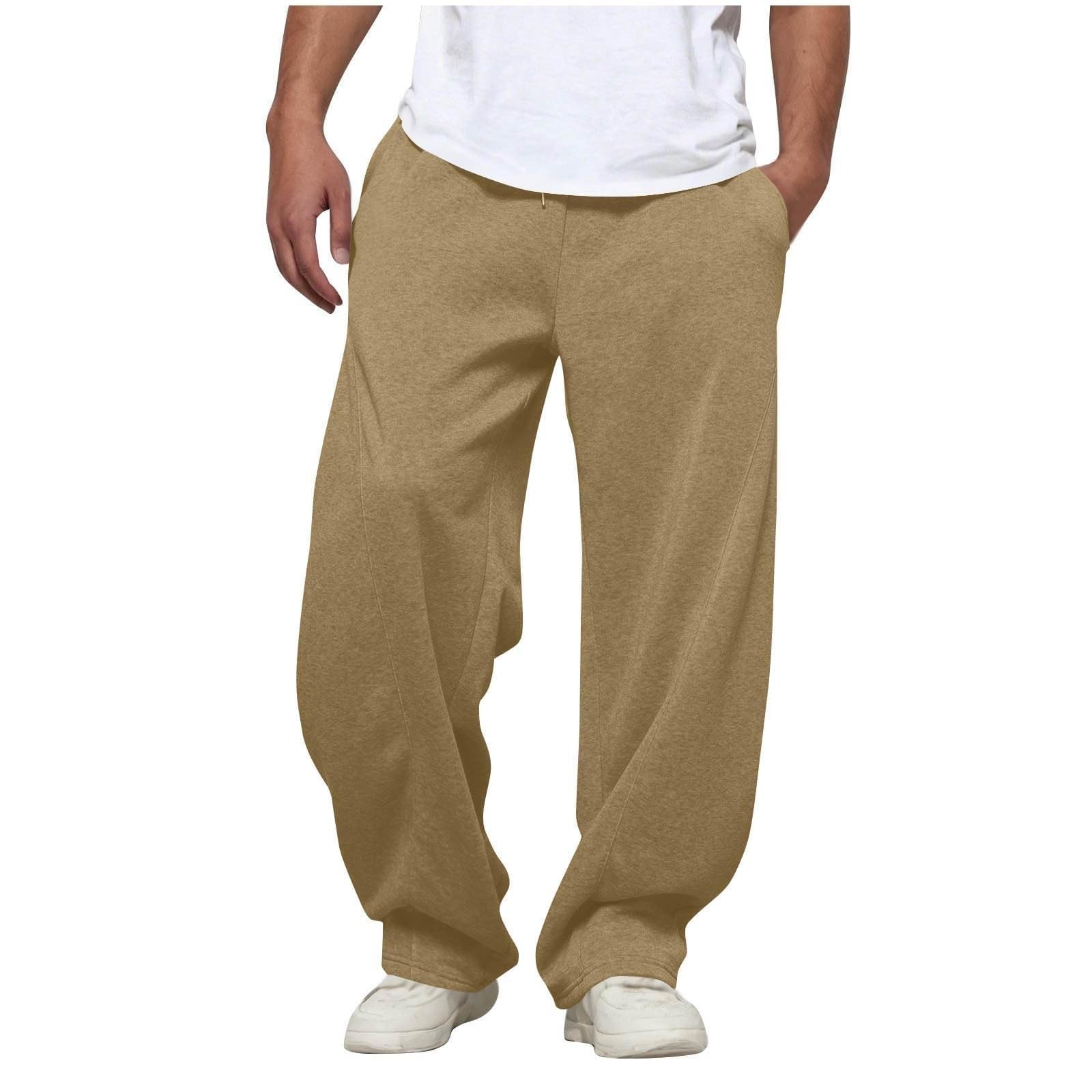 Męskie spodnie joggersy workowate spodnie dresowe luźne elastyczne spodnie dresowe Y2K Spodnie dresowe Vida Fitness Yoga Streetwear (Khaki, L)