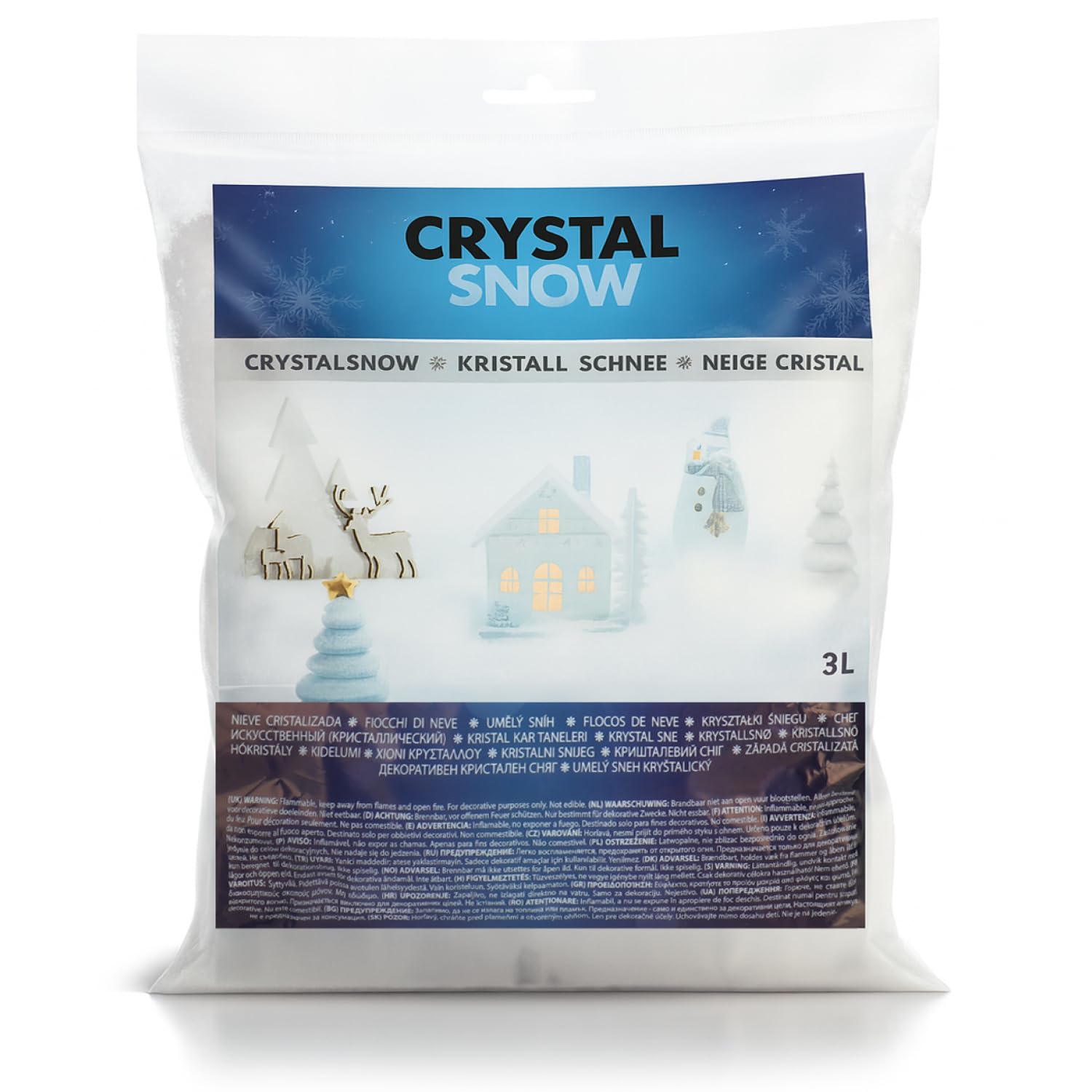 COM-FOUR® 3 litry krysztalowego sniegu do dekoracji i rekodziela - Sztuczny snieg jako dekoracja swiateczna - Dekoracja zimowa ze sztucznego sniegu (3 litry - krysztalowy snieg)