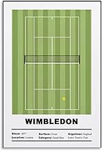 Vintage Wimbledon Tennis Poster Canvas Wall Art Aesthetic Decorative Painting Living Room，Pool Halls And Hotelsstyle 12x18inch(30x45cm)