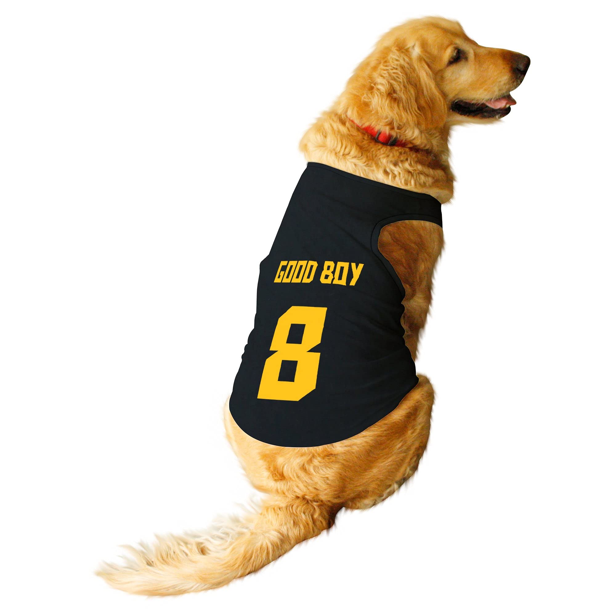 Ruse Pet Good Boy Jersey No.8 Printed Round Neck Sleeveless Dog Vest Tank T-Shirt/Tees Apparel/Clothes/Tees Gift for Dogs(Black) XX-Large (Saint Bernard, Great Dane etc.) (B09DSYH8DP) Amazon Price History, Amazon Price Tracker