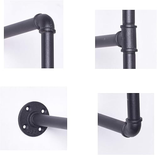 Miniatura 3 de Diwhy Estantería industrial de tubo negro para bricolaje, montaje en pared, estantería abierta, kit de soporte para proyectos de bricolaje (solo 2