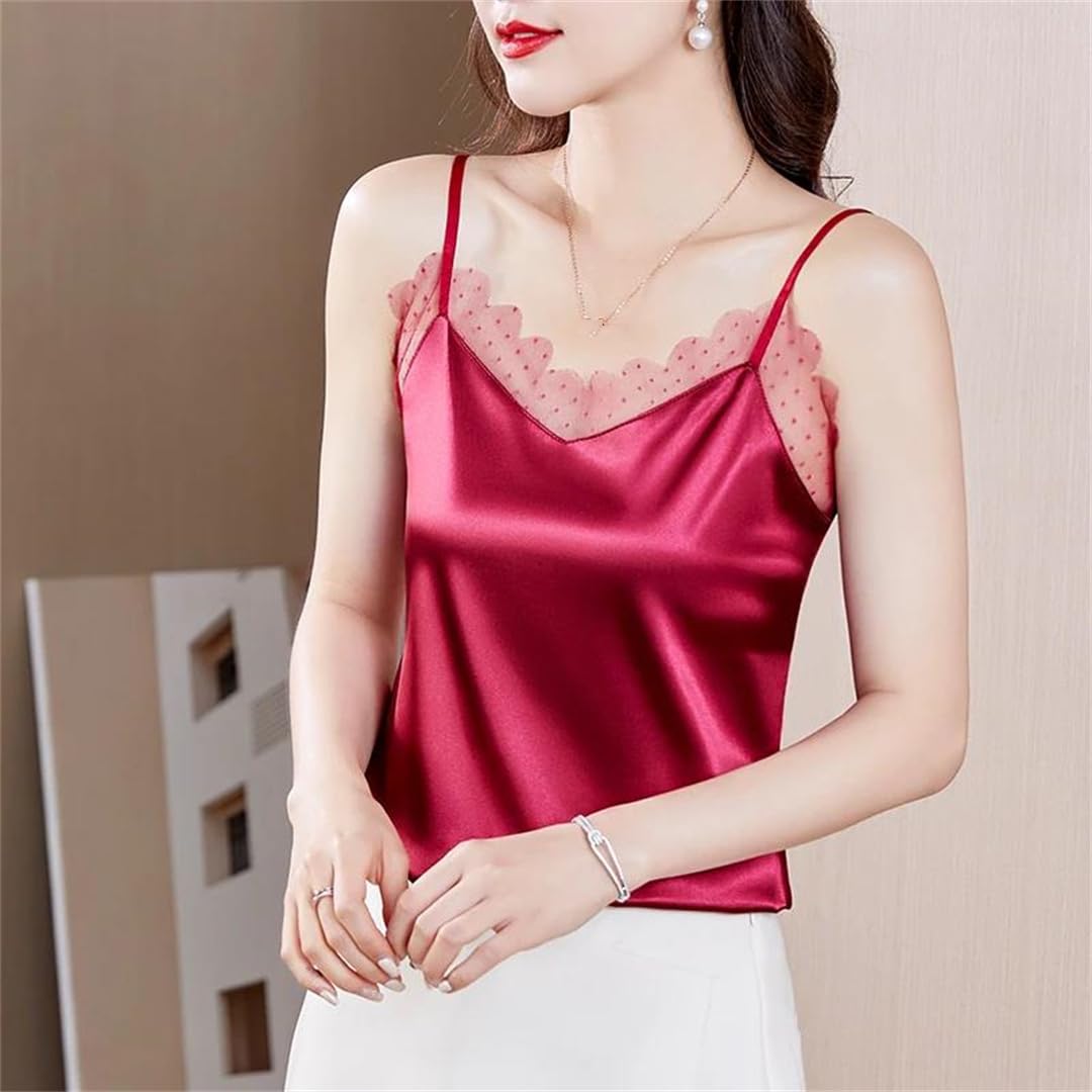 Camicie estive da donna in seta senza maniche canotte larghe