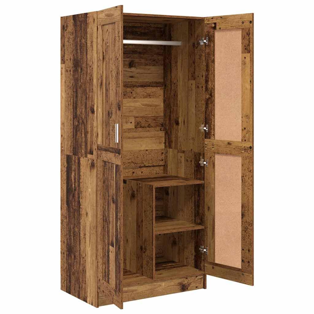 vidaXL Guardaroba Legno Vecchio 82,5 x 51,5 x 180 cm Legno Multistrato, Armadio alla Moda, Design Rustico, Spazio Ampio, Organizer per Vestiti, Decorazione Camera, Soluzione efficiente