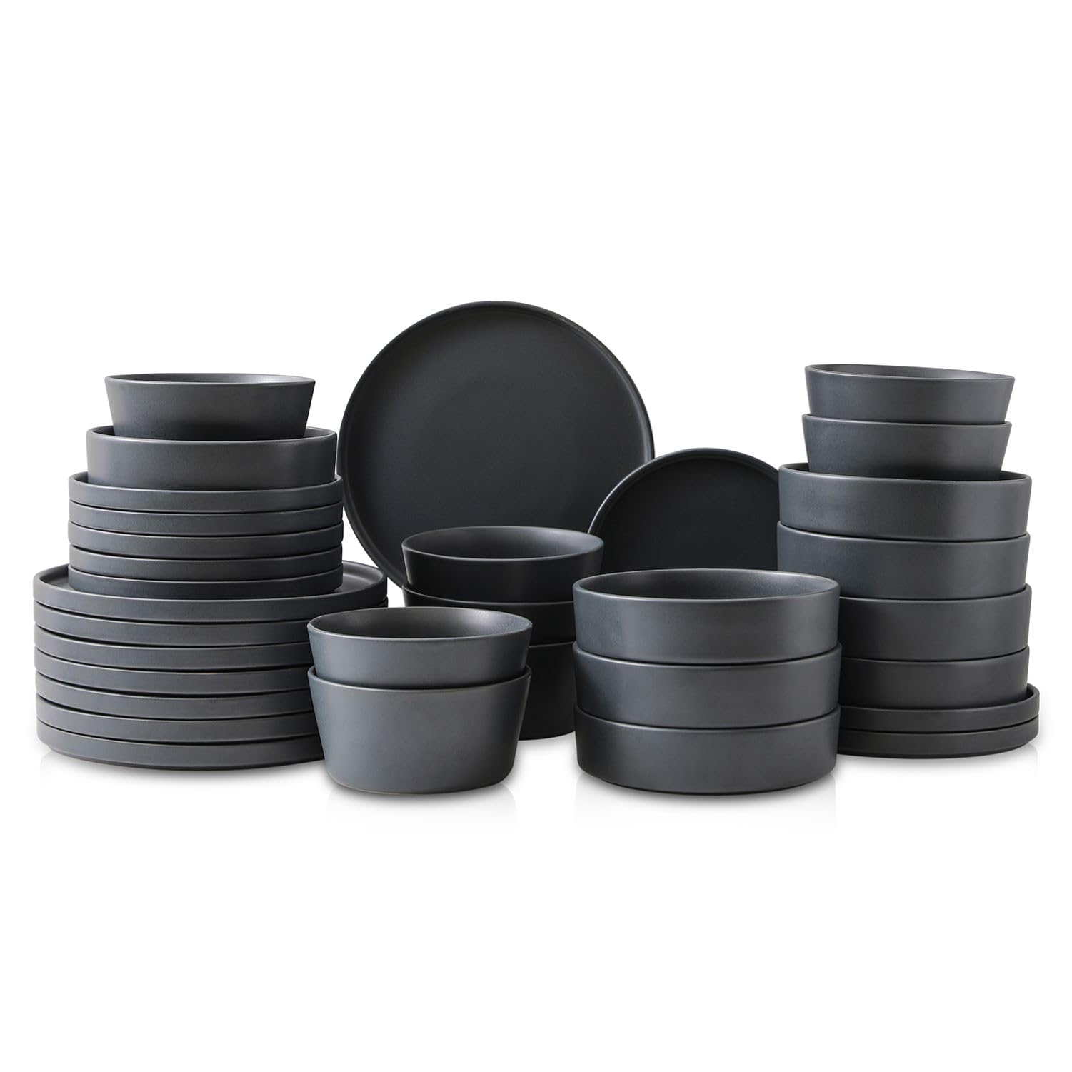 Stone Lain Celina Stoneware 32-Piece Dinnerware Set, Cereal and Dinner  Bowls, Grey