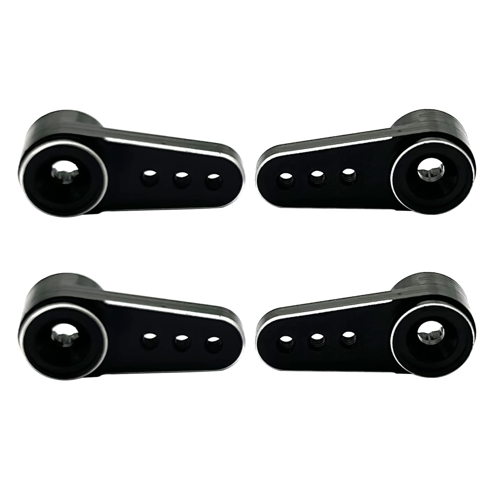 4Pack Aluminum 15T Servo Horn Arms RC Mini Servo Horns Toy Car Accessories Compatible with Emax ES08MA Servo Fit for Axial SCX24 1/24 RC Crawler (Black) - Image 2