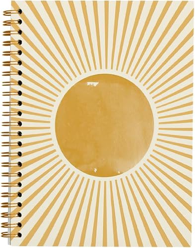 Tizzer Cuaderno retro bohemio en espiral con rayas universitarias para notas de trabajo, diario de 5.5 x 8.3 pulgadas, regalos bohemios para