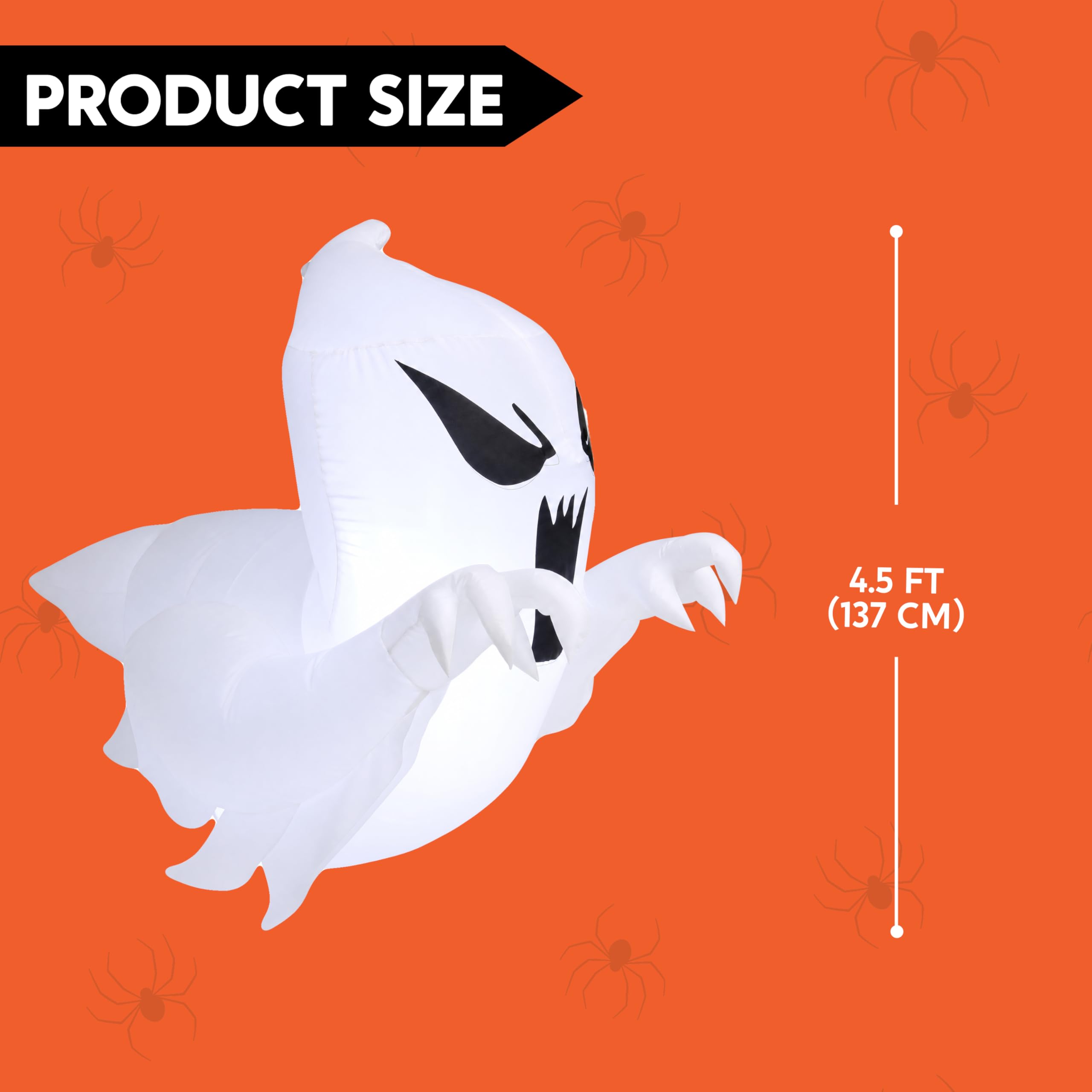 Joiedomi Spaventoso fantasma volante gonfiabile da 1,5 m, con LED integrato, per feste di Halloween, per interni, esterni, cortile, giardino, decorazione per prato