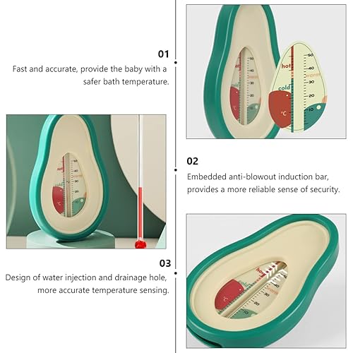 Miniatura 9 de BESPORTBLE Termómetro de baño de aguacate de dibujos animados, monitor preciso de temperatura del agua para bañeras seguras, material de diseño