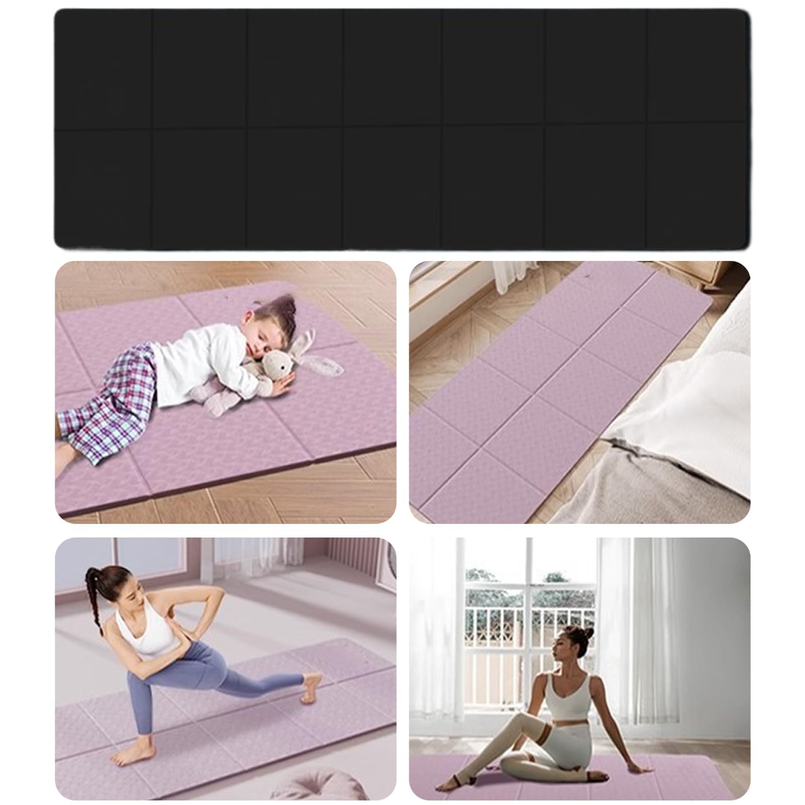 Esterilla de yoga, almohadilla plegable de 6 mm de grosor, resistente al desgarro, con bolsa de almacenamiento para estudio, viajes, picnic y fitness en casa, tapete de ejercicio portátil para