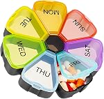 Weekly Pill Organizer, Large Daily Pill Case Portable Travel 7 Day Pill Box Dispenser with Large Compartments for Pills Vitamins Fish Oil, Rainbow Color