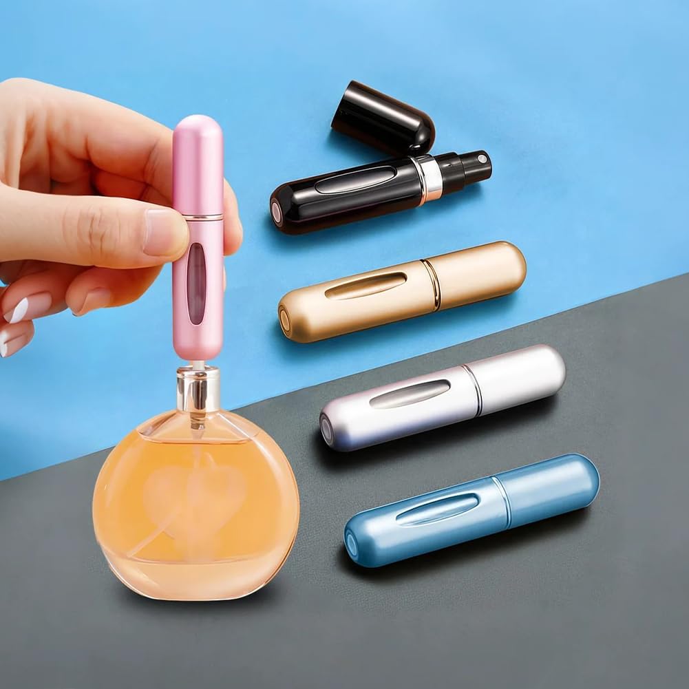 Travel Size Perfume Bottle Set of 10, 5ml Refillable Leak-Proof Atomizer Sprayer, Portable for Carry-On, Gym, & Holiday, Ideal Gift.