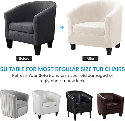 Miniatura 4 de Funda de terciopelo para silla de club, fundas para sillón de sala de estar, funda elástica para sofá de bañera, fundas redondas para sillón de sala