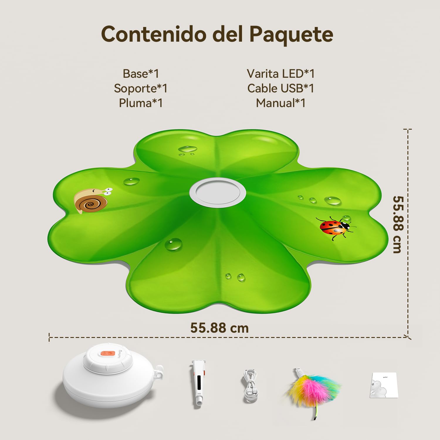 FEELNEEDY Juguete Interactivo para Gatos, Punto Rojo LED Móvil, Juguetes para Gatos, Plumas Móviles Ocultas, Juguete de Ejercicio Recargable para Gatitos de Interior
