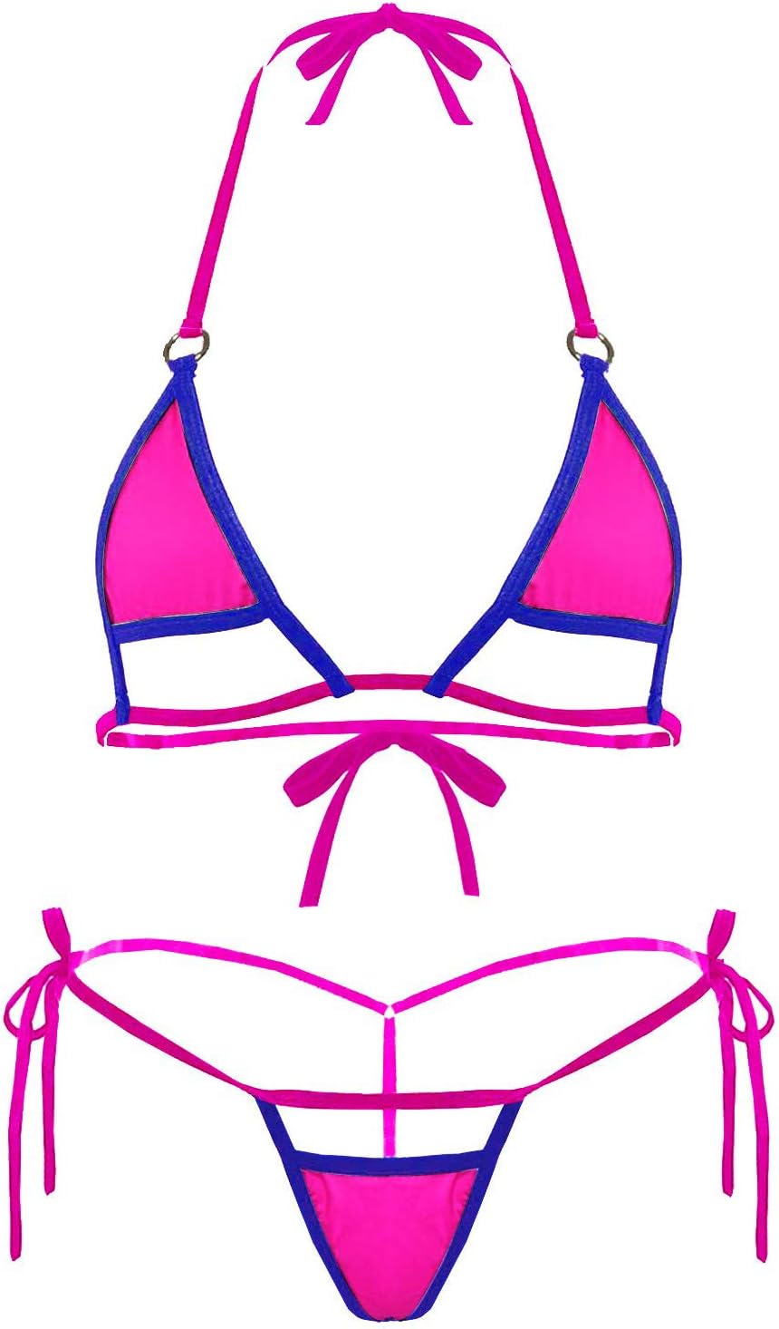 EVAbaby Women Trendy Bikini Set Two Piece Swimwear Bathing Suit Swimsuit Triangle Halter Top Sexy Tie Side - Image 3