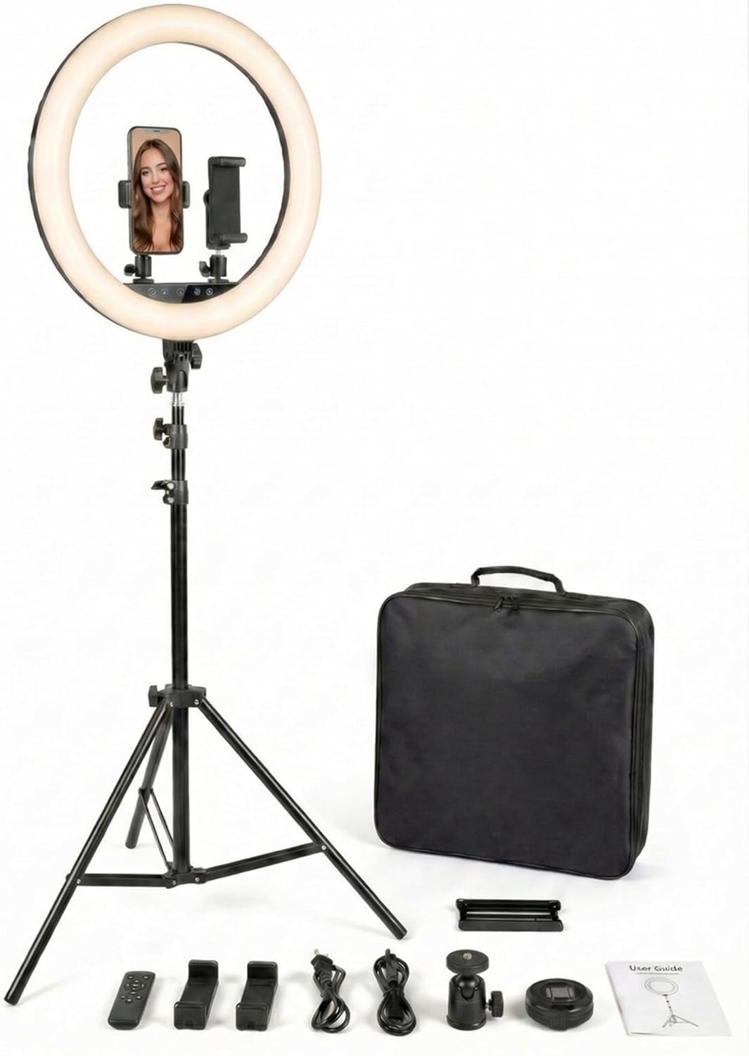 21" Ring Light with Tripod Stand, 55W LED Dimmable 3000K-6000K, CRI≥95, Phone and Camera Mount, Remote for TikTok, YouTube, Makeup, Photography