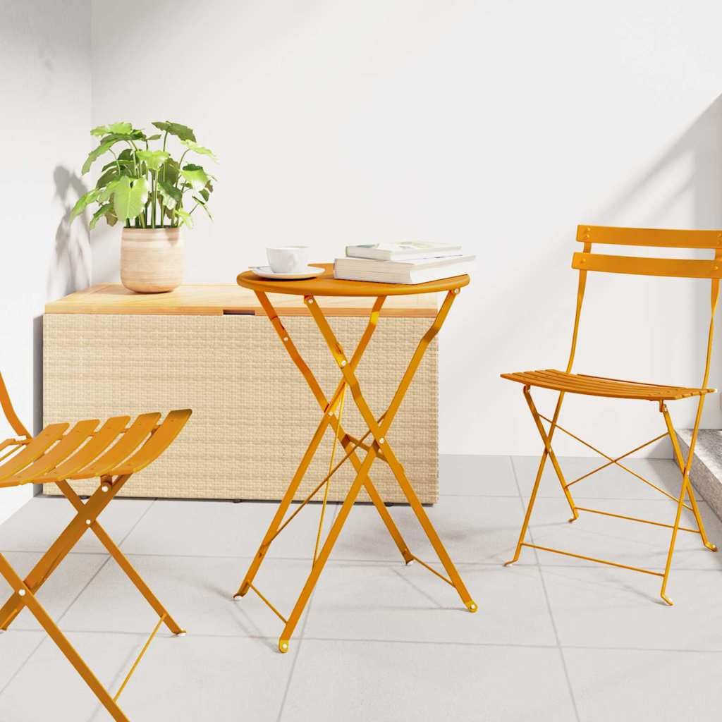vidaXL Tavolo da bistrot Senape Ø 50 x 71 cm, Tavolo Bistro Rotondo, Moderno, Pieghevole per Giardino e terrazza, salvaspazio e Pratico per Esterni