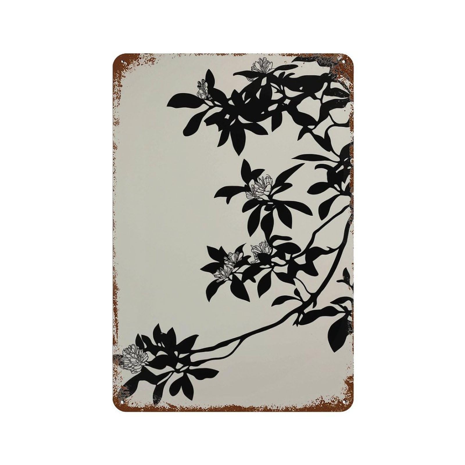 xiaoxiaoshen Minimalist Botanical Silhouette Black And White Floral Modern Nature Wall Decor Art Metal Tin Poster Modern Home Decor Art Home Bar Shop Decorations Vintage Sign 30x20cm