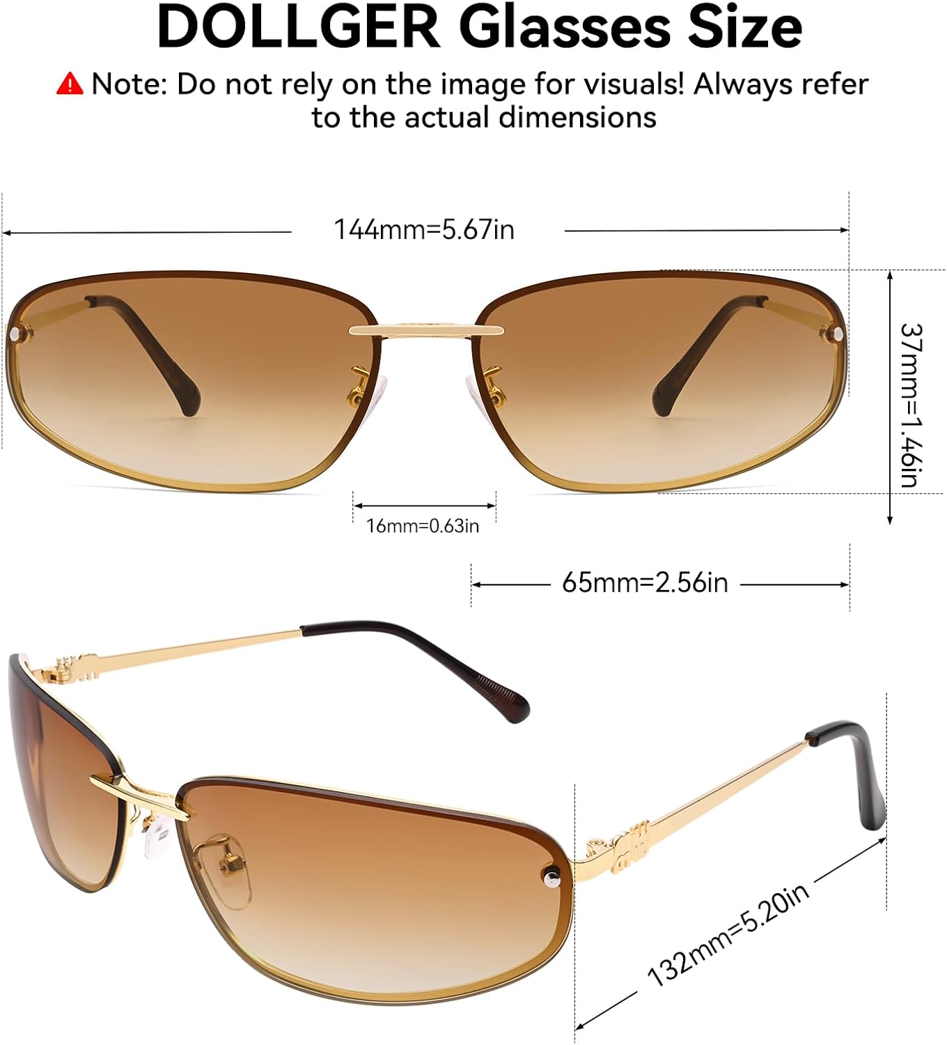 Dollger Y2K Sunglasses Women Trendy 2000s Wrap Around Metal Accessories Sun Glasses 90s Rectangle Cyber Fashion Cool Shades - Image 5