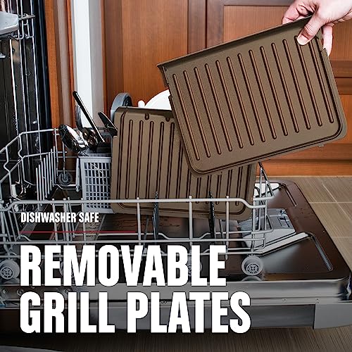 George Foreman 5-Serving Removable Plate Electric Indoor Grill And Panini Press - White Gold With Bronze Plates #TOP3