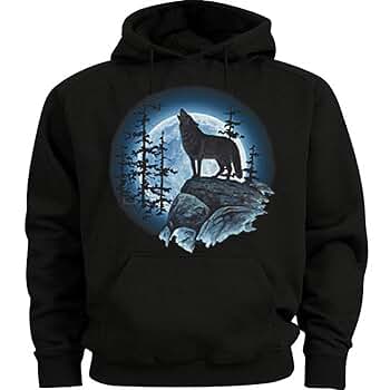 Amazon.com: Wolf Moon hoodie Sweatshirt Black Small