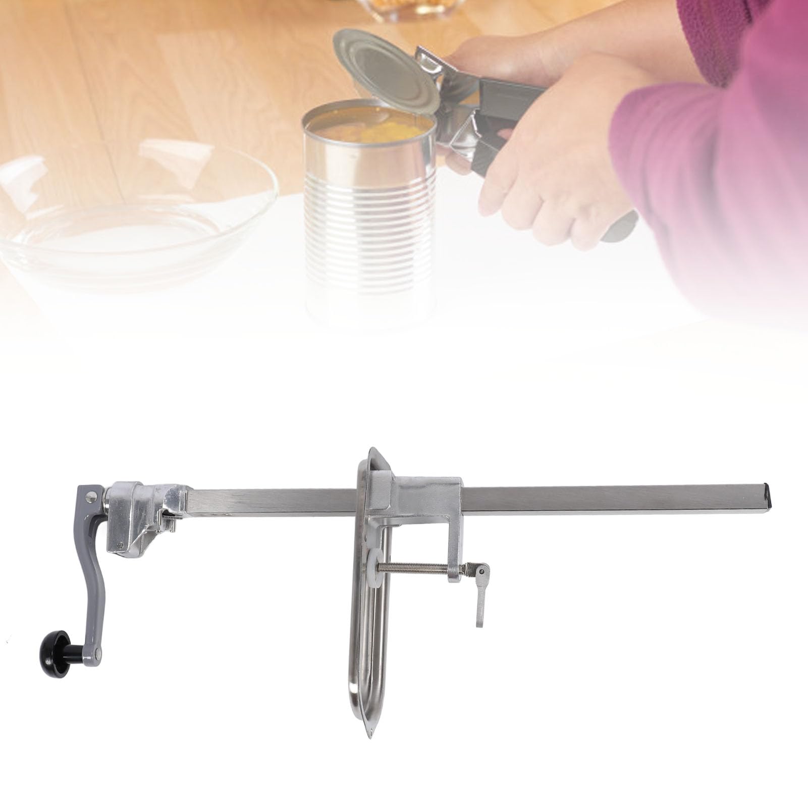 Abrelatas Manual, Abrelatas Comercial, Abrelatas de Mesa, Abrelatas Industrial para Latas Grandes, Abrelatas de Mesa de Acero Inoxidable Resistente para Cocina, Restaurante,