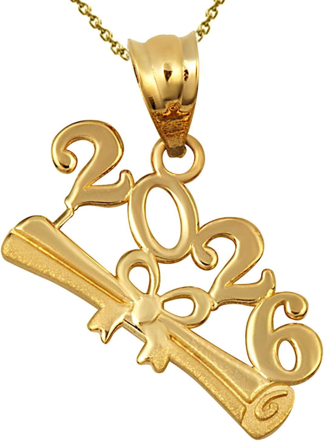 Claddagh Gold Class Of 2020 To 2027 Graduation Diploma Infinity Ribbon Pendant Necklace Available in 10K Yellow, Rose and White Gold