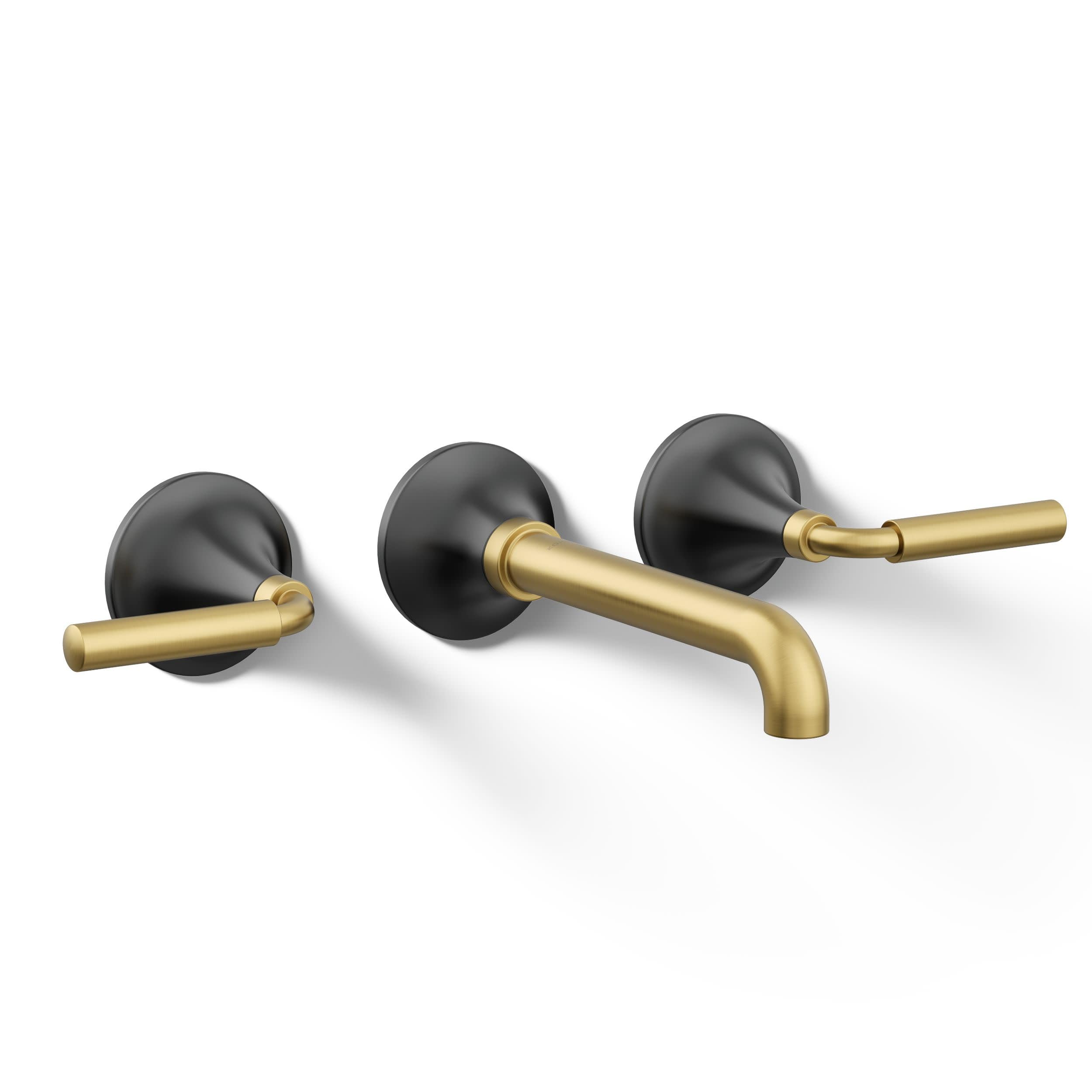 Kohler T26439-4-BMB Tone Wall-Mount Bathroom Sink Faucet Set Bathroom Faucet with Two Lever Handles Matte Black with Moderne