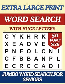 Extra Large Print Word Search for Seniors and Adults: Jumbo Word Find Book with Themed Puzzles and Huge Letters (Big 50 Pt Font Size) (Extra Large ... Letters To Have Fun And Relax (50 Font Size))